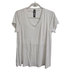 Shebird Top Womens 5‎ White Flawless Short Sleeve Built In Bra Tee Shirt Comfy